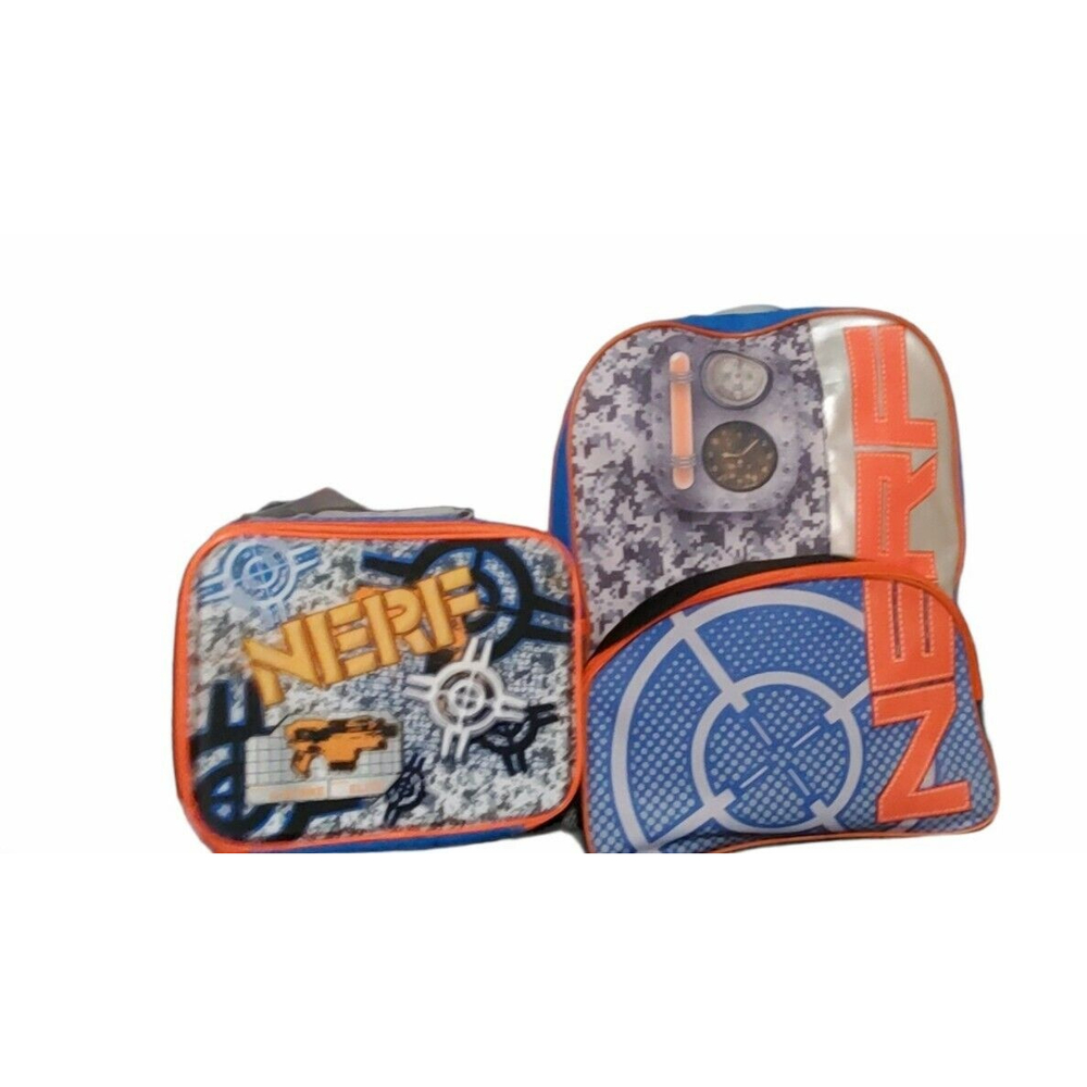 Nerf Target Blue Orange 16" Backpack & Lunch Bag Set School Travel